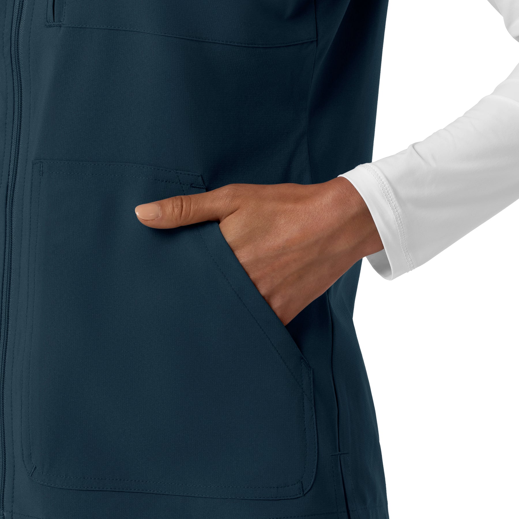 Force Cross-Flex Women's Lightweight Scrub Vest Navy hemline detail