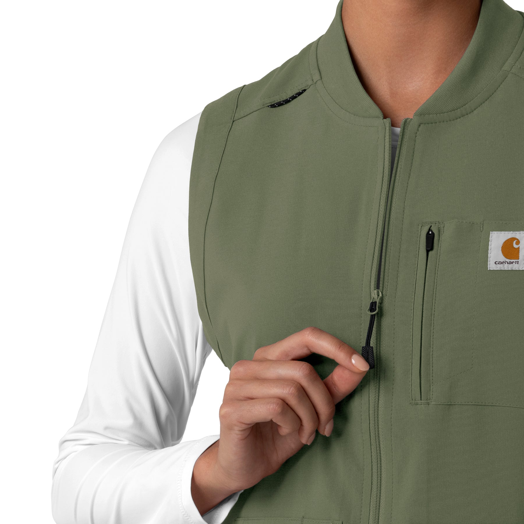 Force Cross-Flex Women's Lightweight Scrub Vest Olive side detail 1