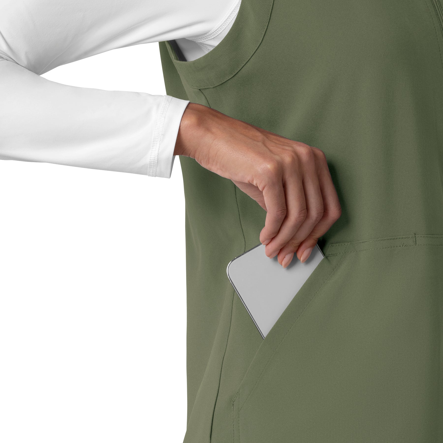Force Cross-Flex Women's Lightweight Scrub Vest Olive side detail 2