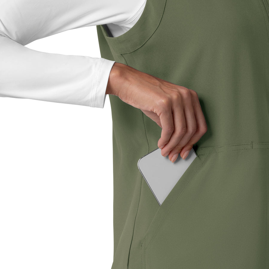 Force Cross-Flex Women's Lightweight Scrub Vest Olive side detail 2