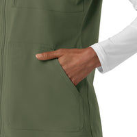 Force Cross-Flex Women's Lightweight Scrub Vest Olive hemline detail