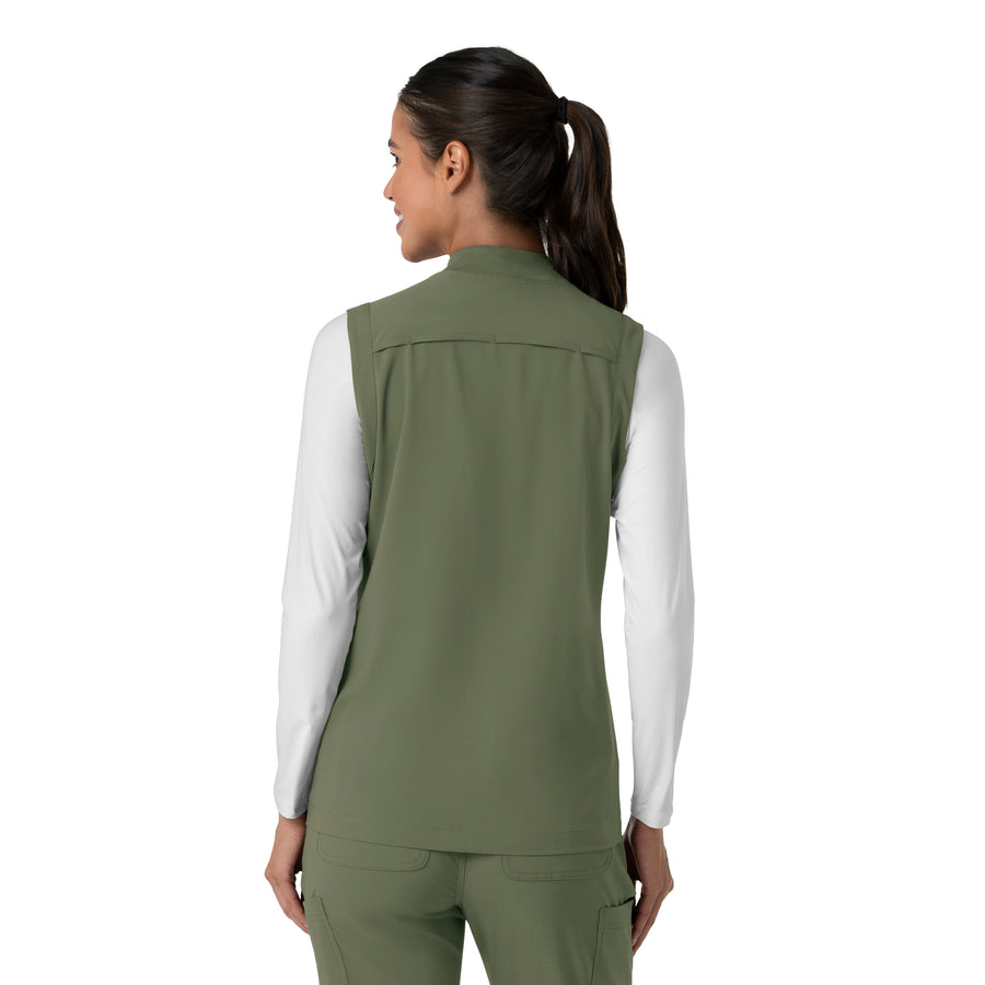 Force Cross-Flex Women's Lightweight Scrub Vest Olive back view