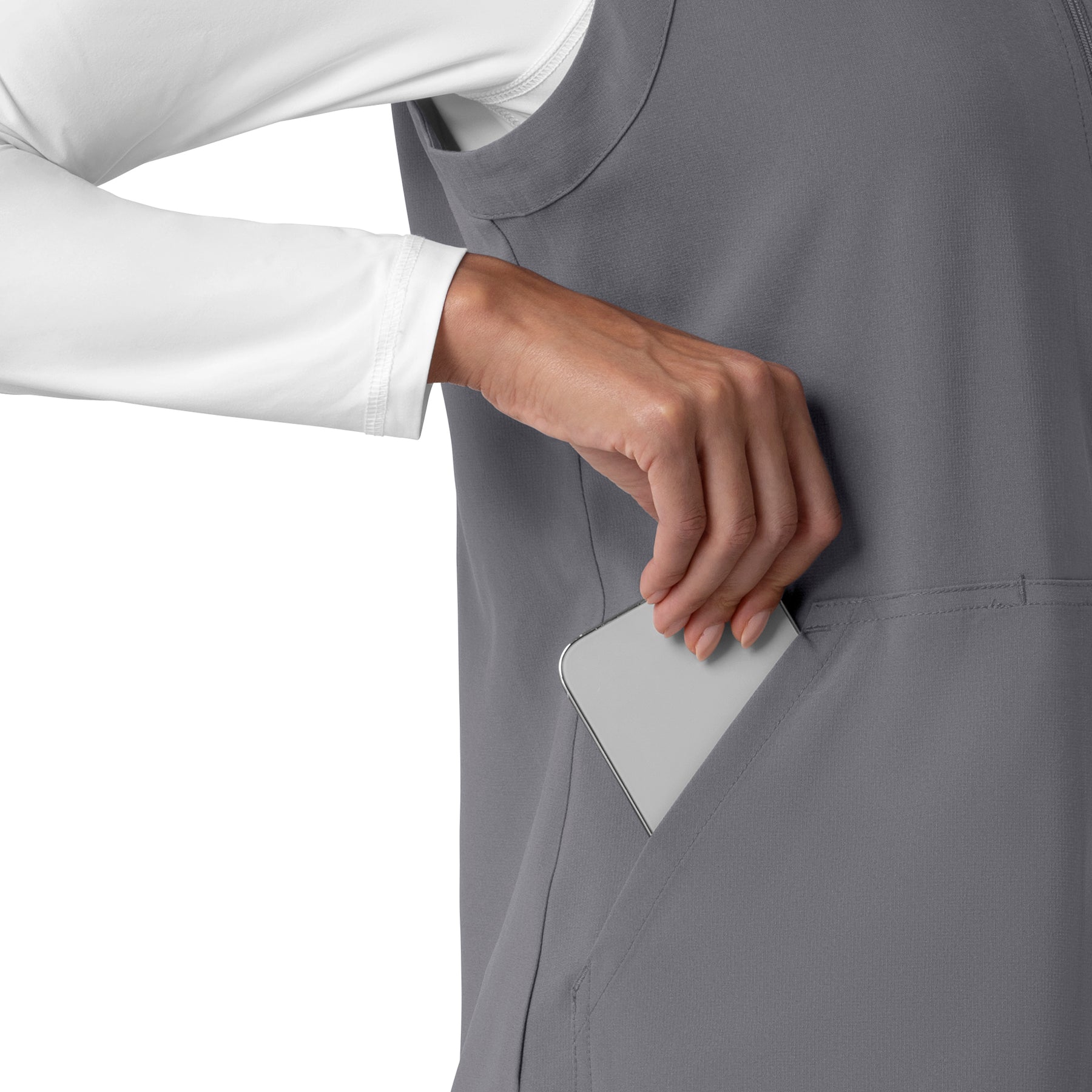 Force Cross-Flex Women's Lightweight Scrub Vest Pewter side detail 2