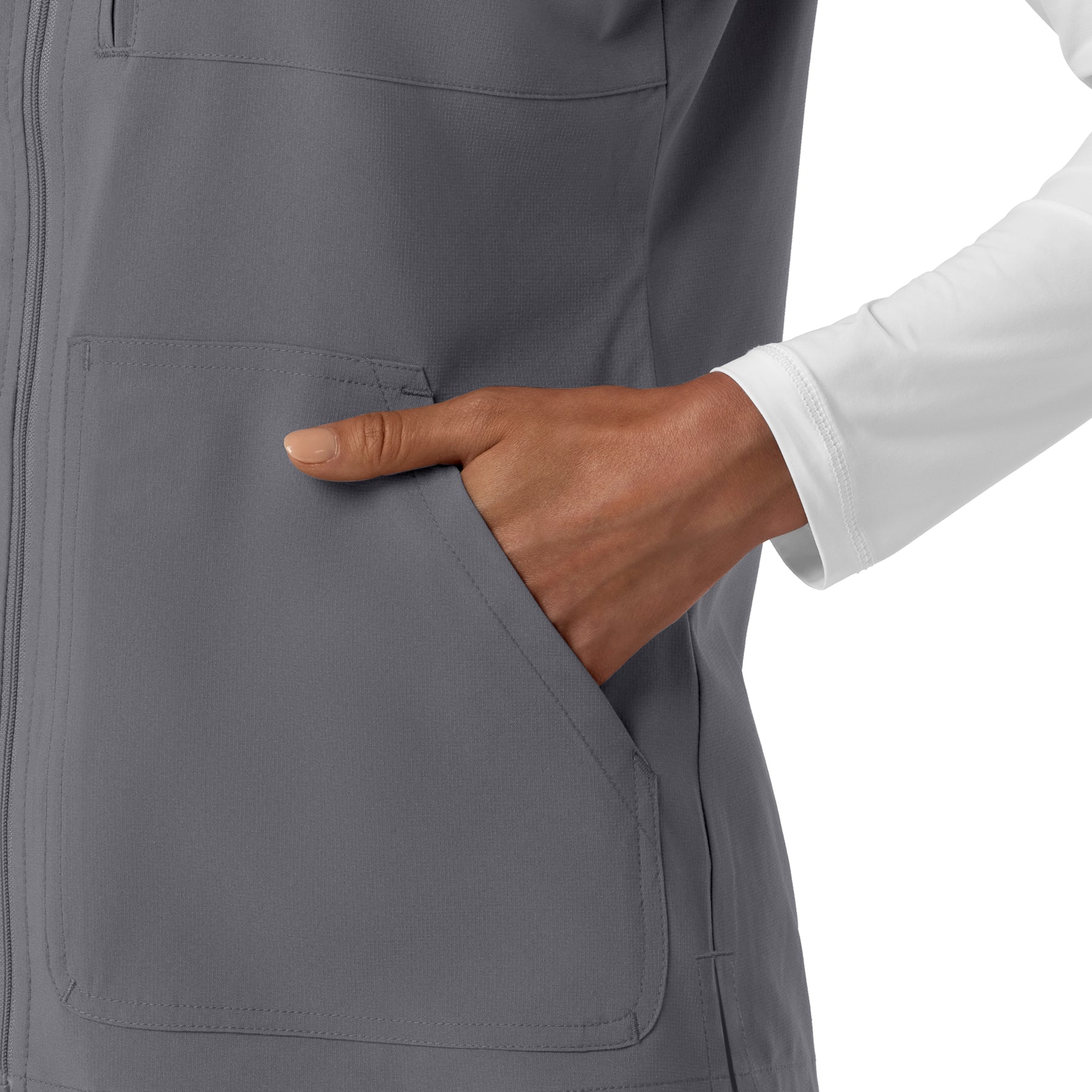 Force Cross-Flex Women's Lightweight Scrub Vest Pewter hemline detail