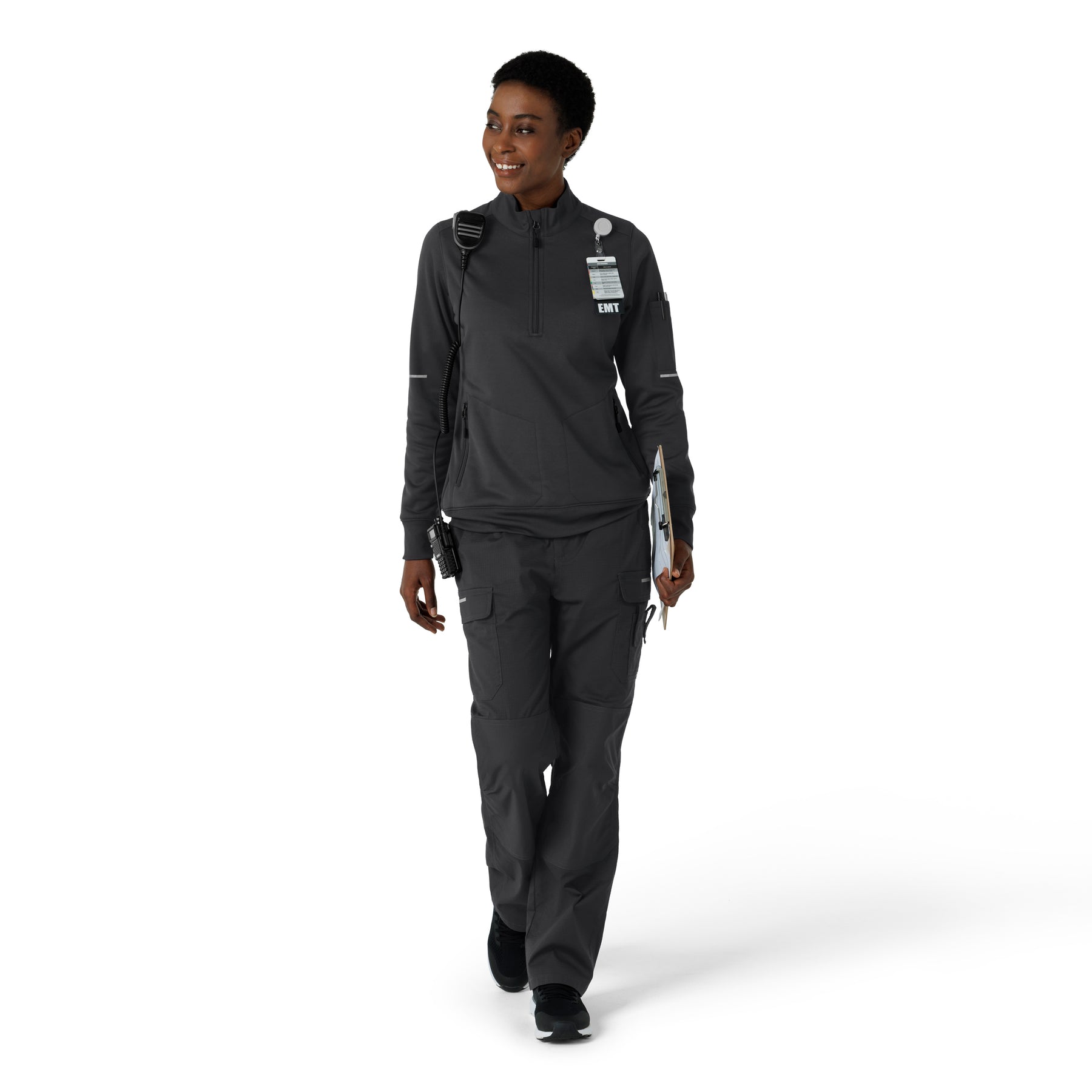 Rugged Flex RSCU Women's Half Zip Pewter full scrub set