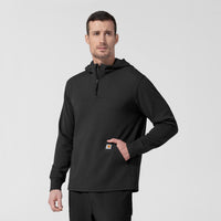 Layers Men's Quarter Zip Waffle Hoodie Black side view