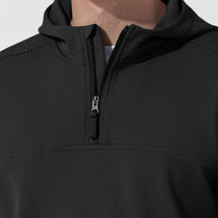 Layers Men's Quarter Zip Waffle Hoodie Black hemline detail