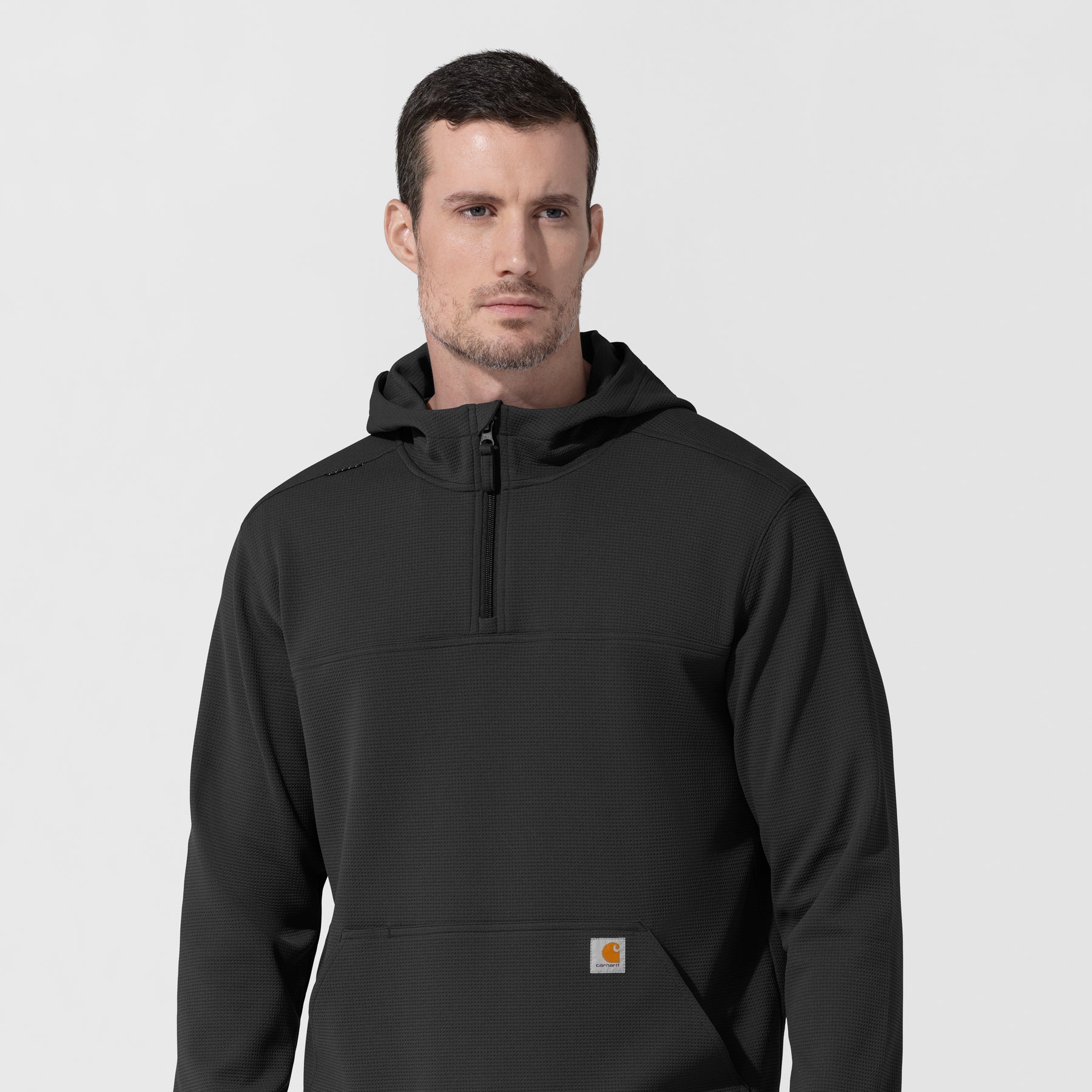 Carhartt Men's Quarter Zip Waffle Hoodie - Black
