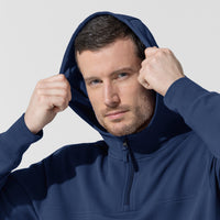 Layers Men's Quarter Zip Waffle Hoodie Navy side detail 1