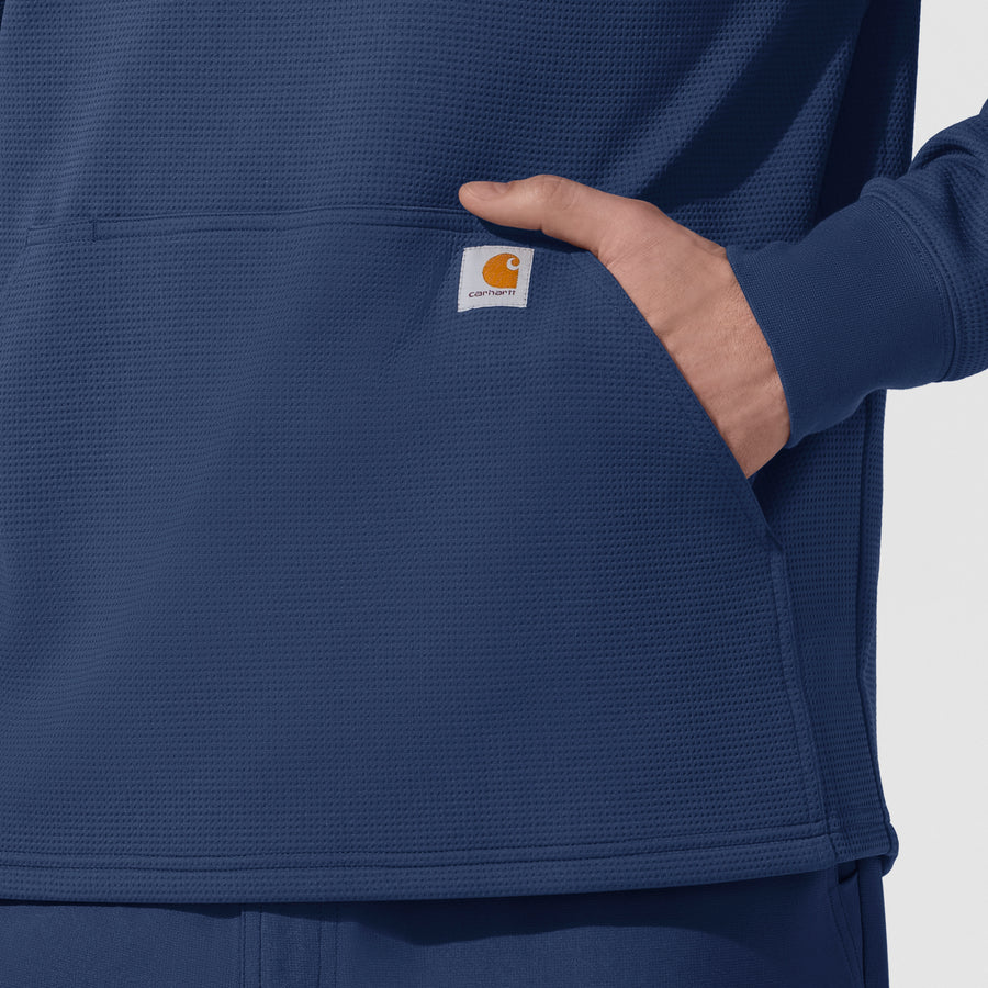 Layers Men's Quarter Zip Waffle Hoodie Navy side detail 2