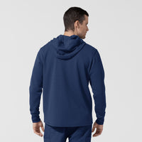 Layers Men's Quarter Zip Waffle Hoodie Navy back view