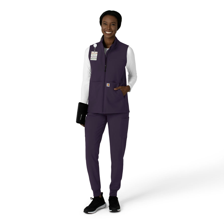 Rugged Flex Women's Bonded Fleece Vest Black Plum full scrub set