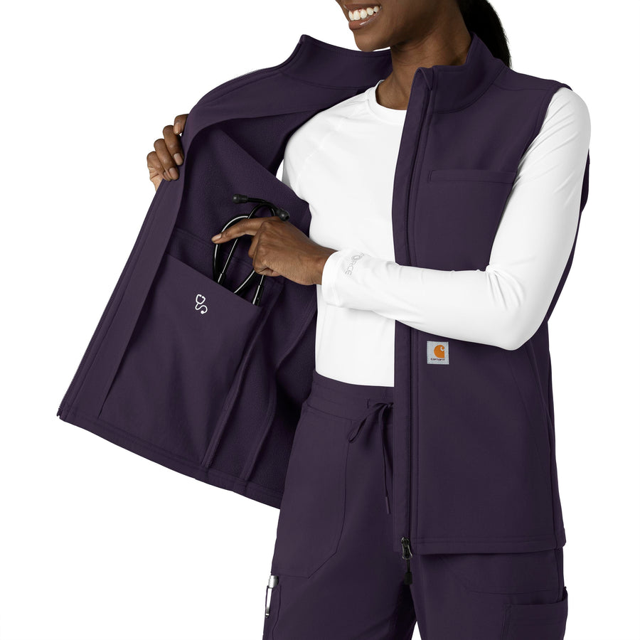 Rugged Flex Women's Bonded Fleece Vest Black Plum hemline detail