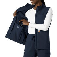 Rugged Flex Women's Bonded Fleece Vest Navy hemline detail