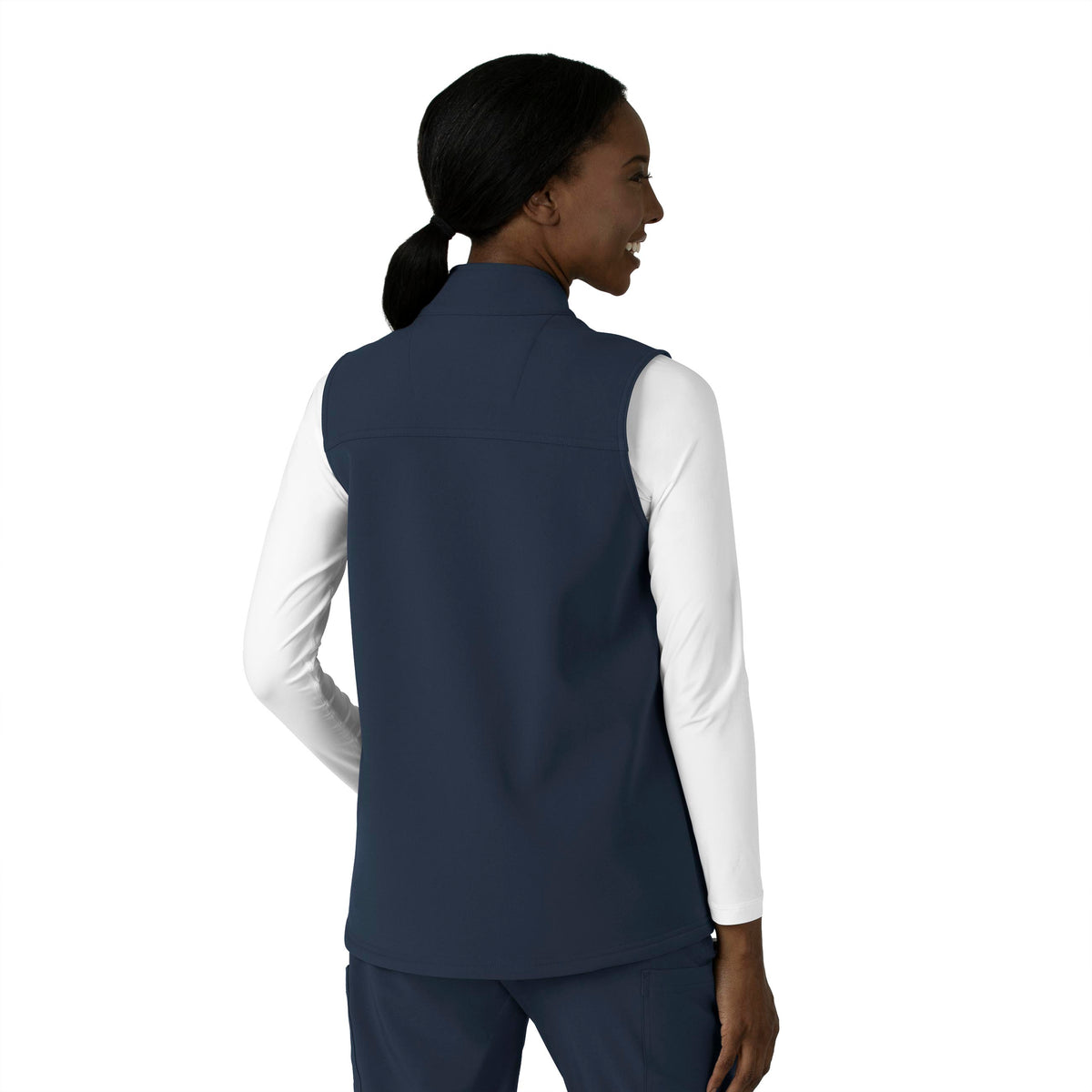 Rugged Flex Women's Bonded Fleece Vest Navy back view