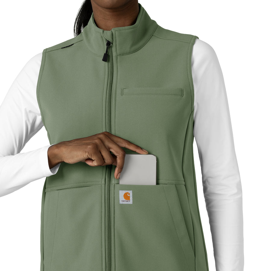 Rugged Flex Women's Bonded Fleece Vest Olive side detail 1