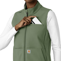 Rugged Flex Women's Bonded Fleece Vest Olive side detail 2