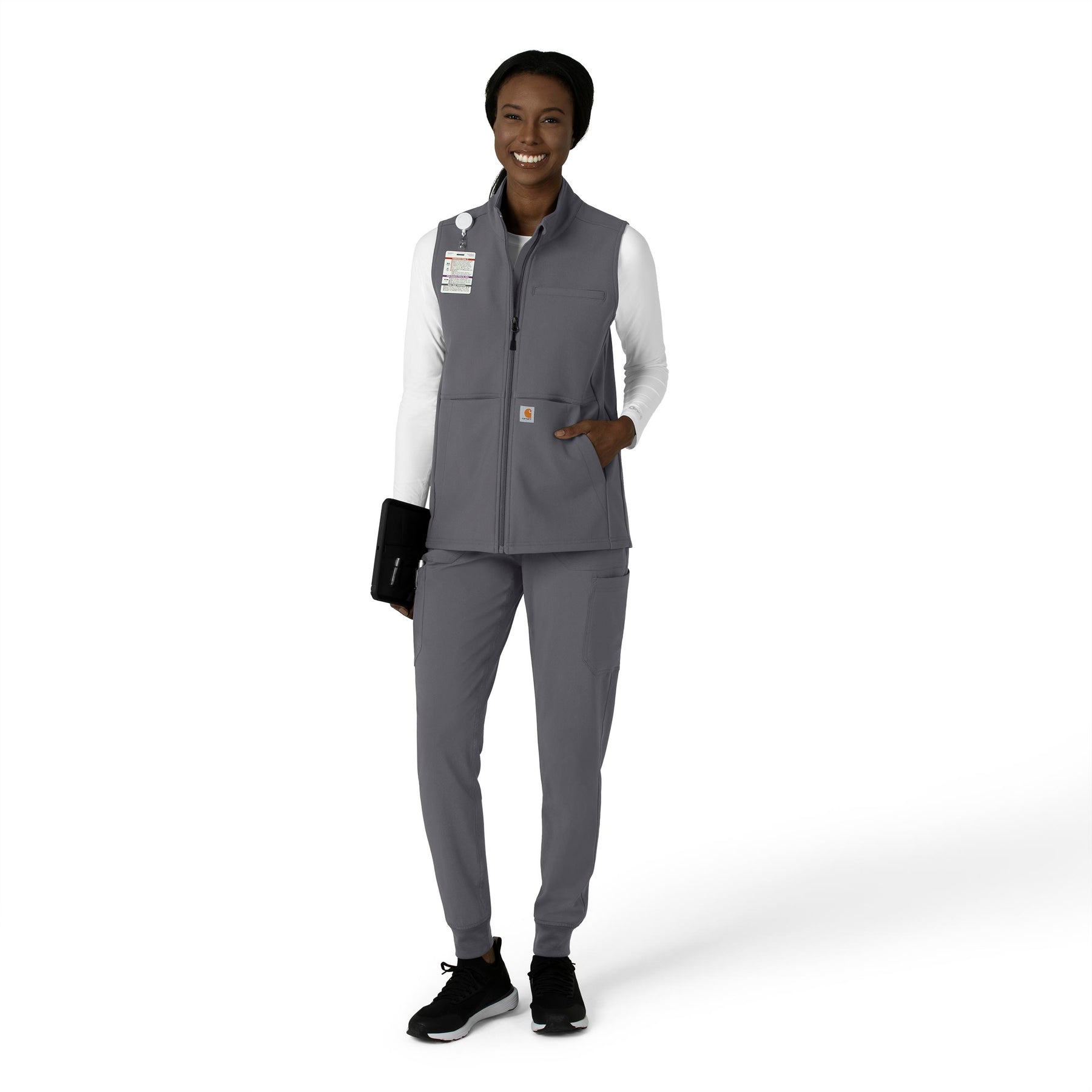 Rugged Flex Women's Bonded Fleece Vest Pewter full scrub set