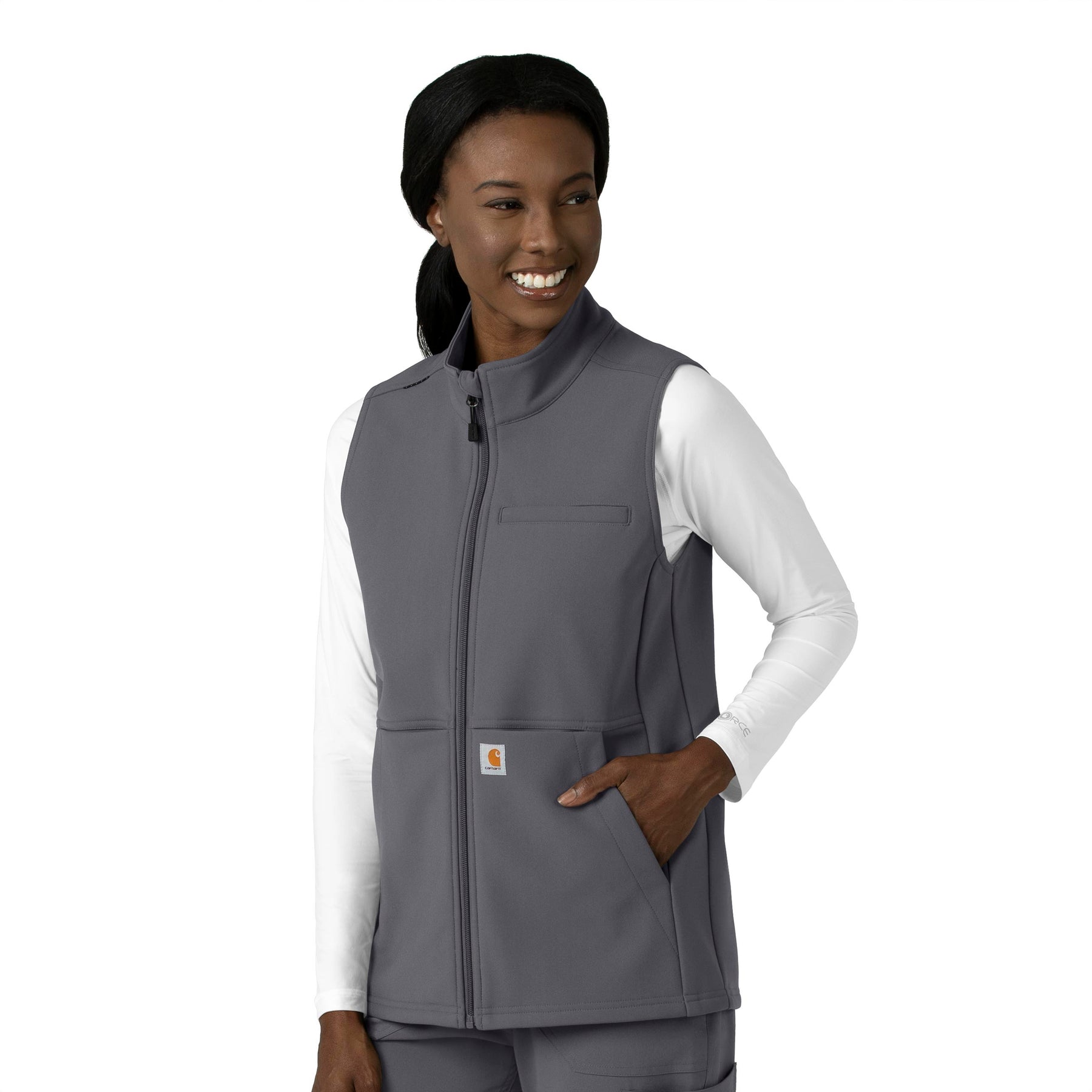 Rugged Flex Women's Bonded Fleece Vest Pewter side view