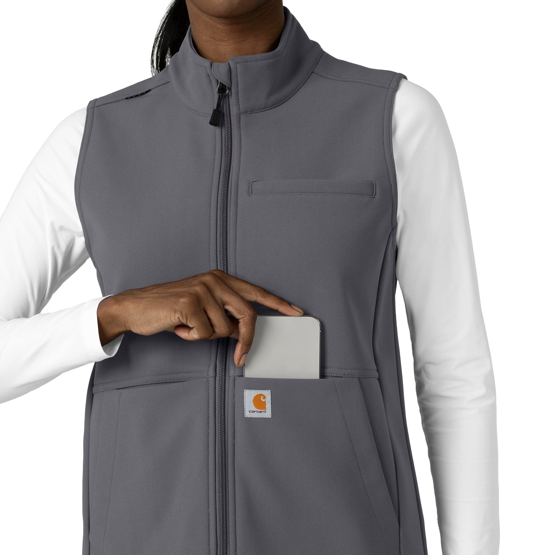 Rugged Flex Women's Bonded Fleece Vest Pewter side detail 1