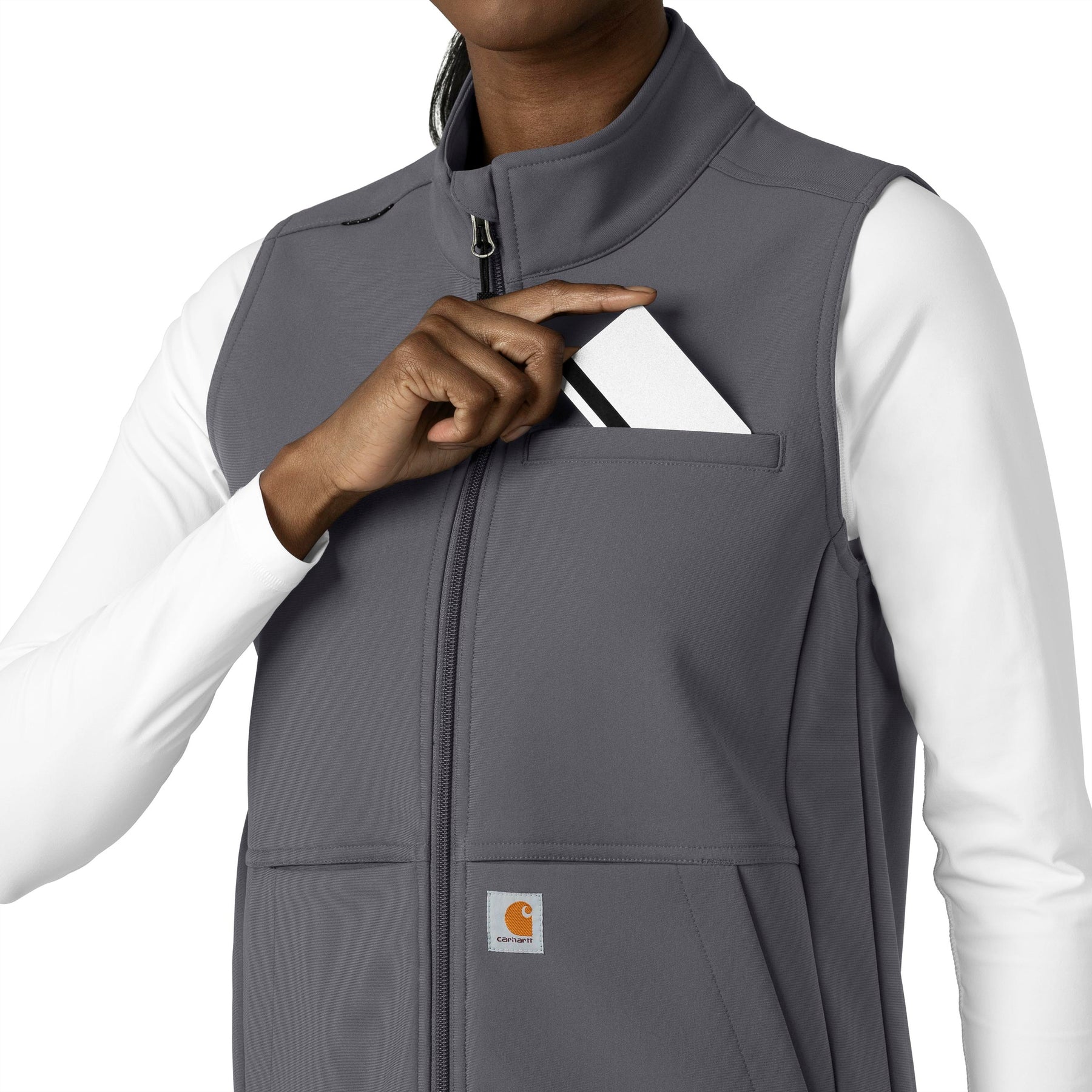 Rugged Flex Women's Bonded Fleece Vest Pewter side detail 2
