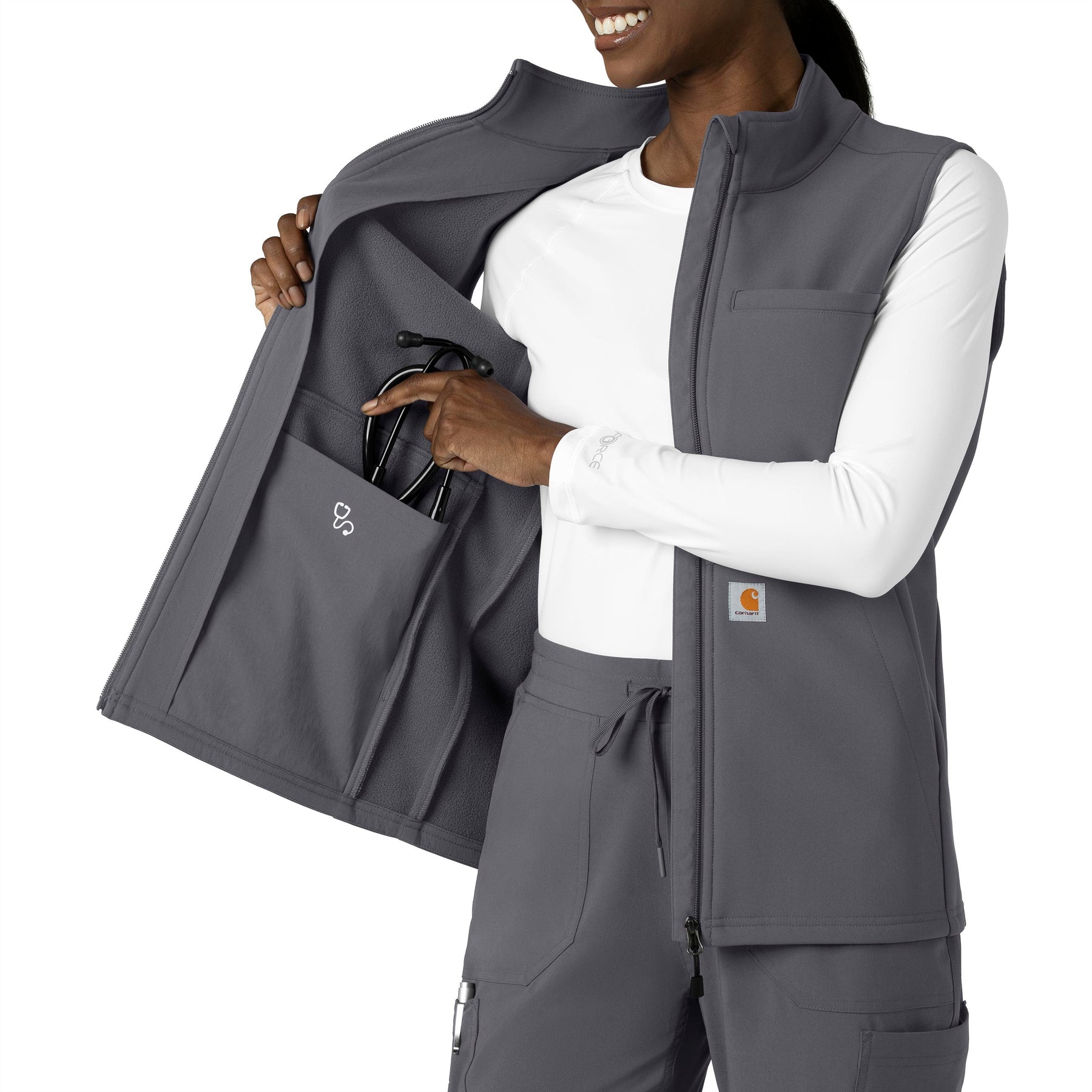 Rugged Flex Women's Bonded Fleece Vest Pewter hemline detail
