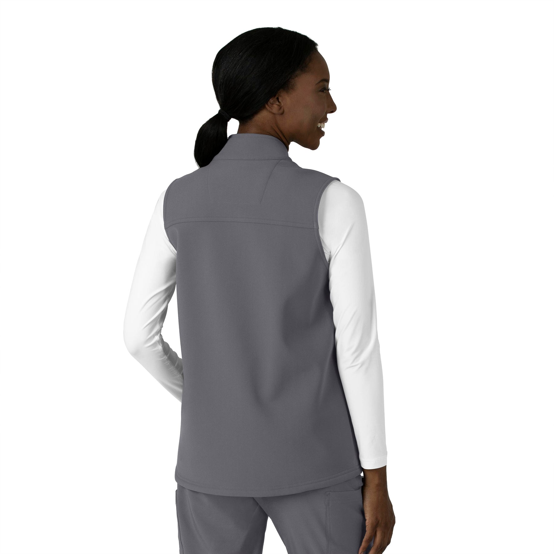 Rugged Flex Women's Bonded Fleece Vest Pewter back view