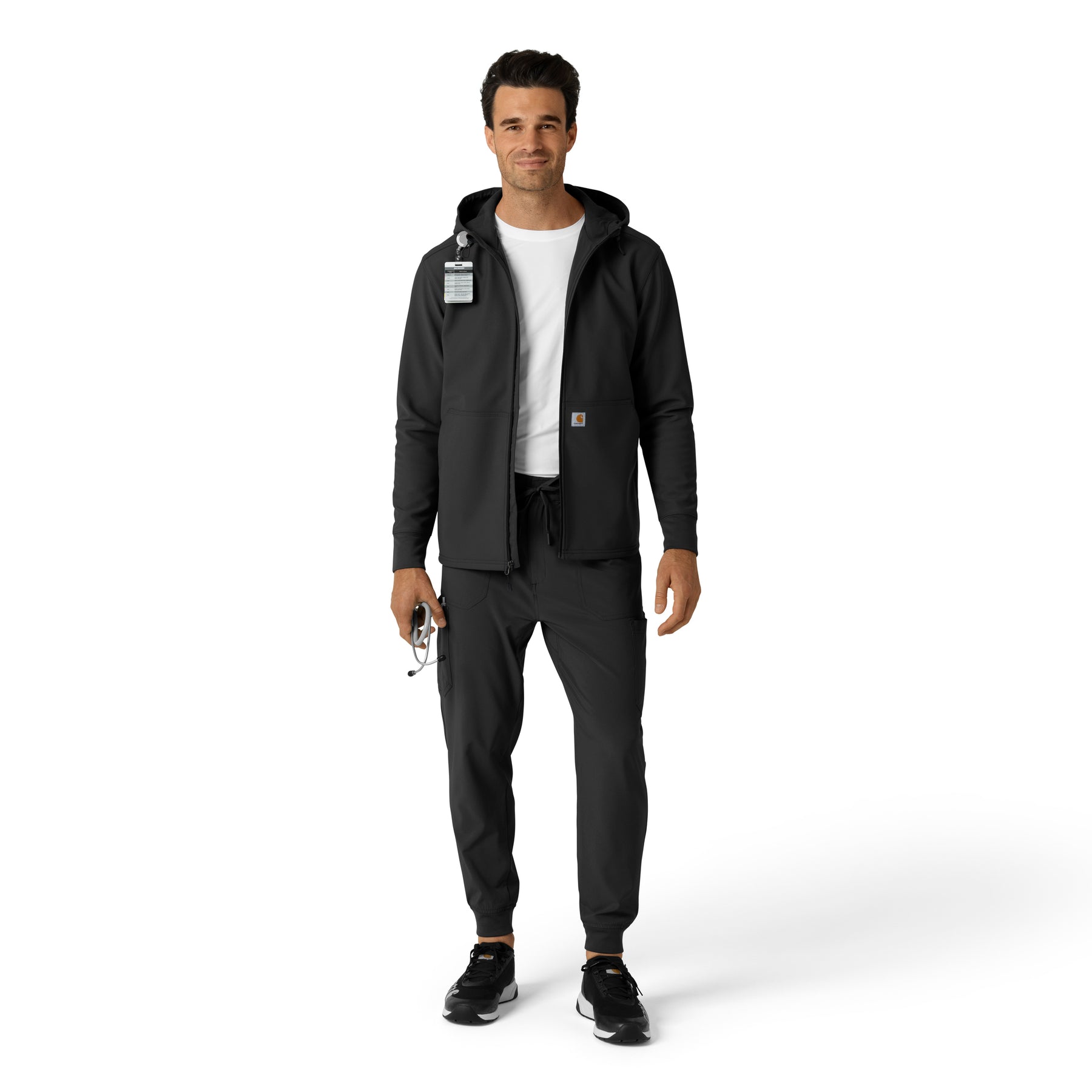 Carhartt Men's Bonded Fleece Hoodie - Black- scrub set