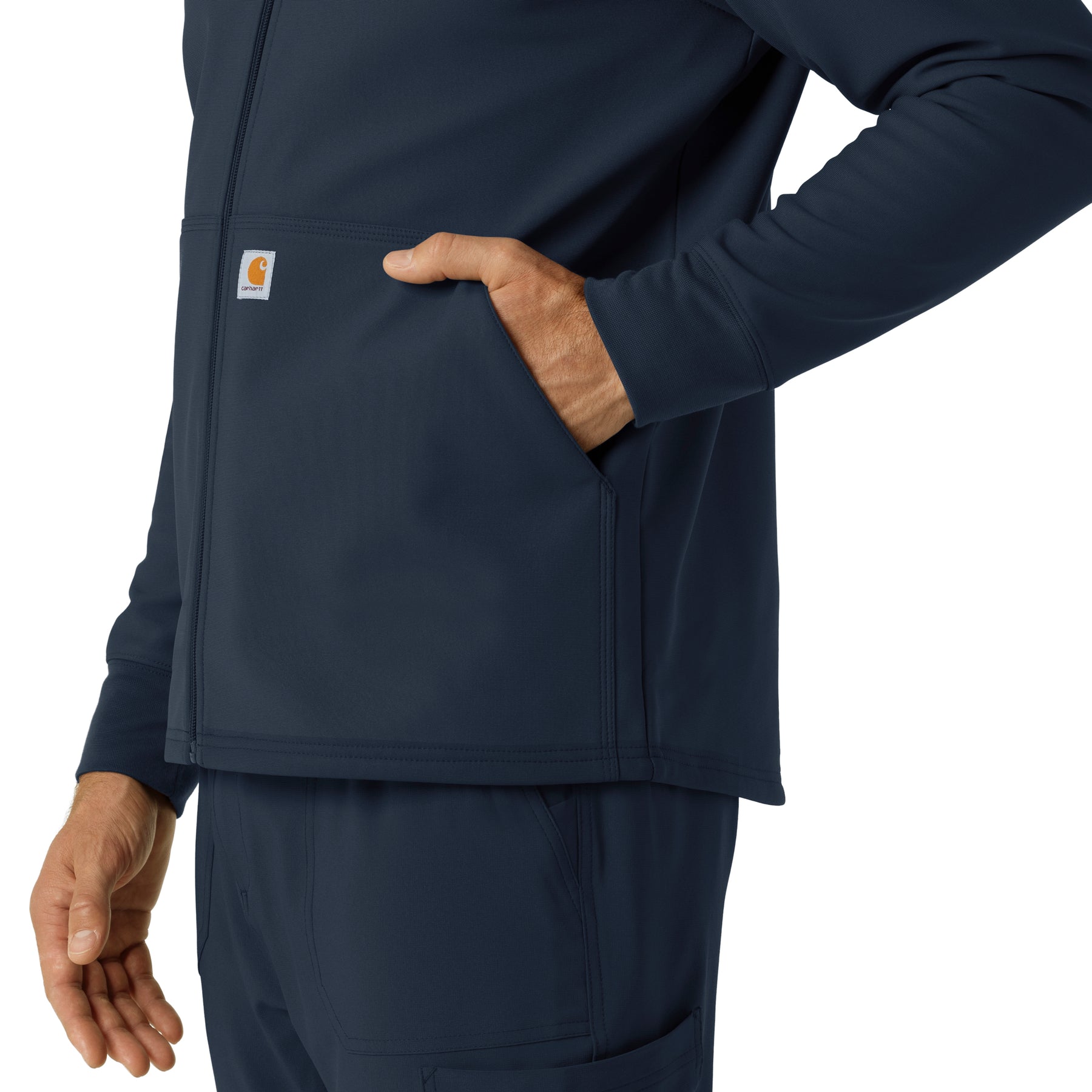 Carhartt Men's Bonded Fleece Hoodie - Navy left pocket