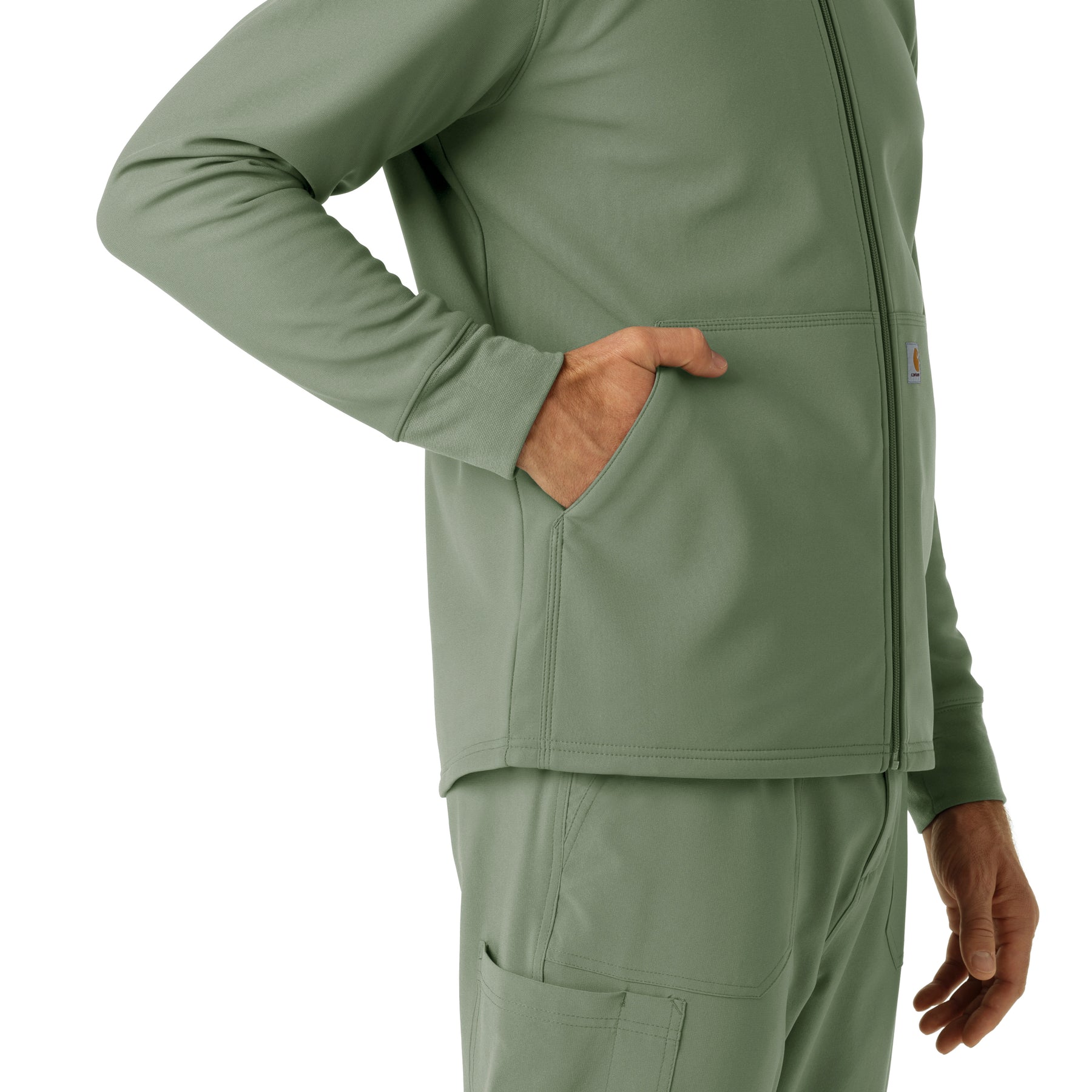 Layers Men's Bonded Fleece Hoodie Olive back detail
