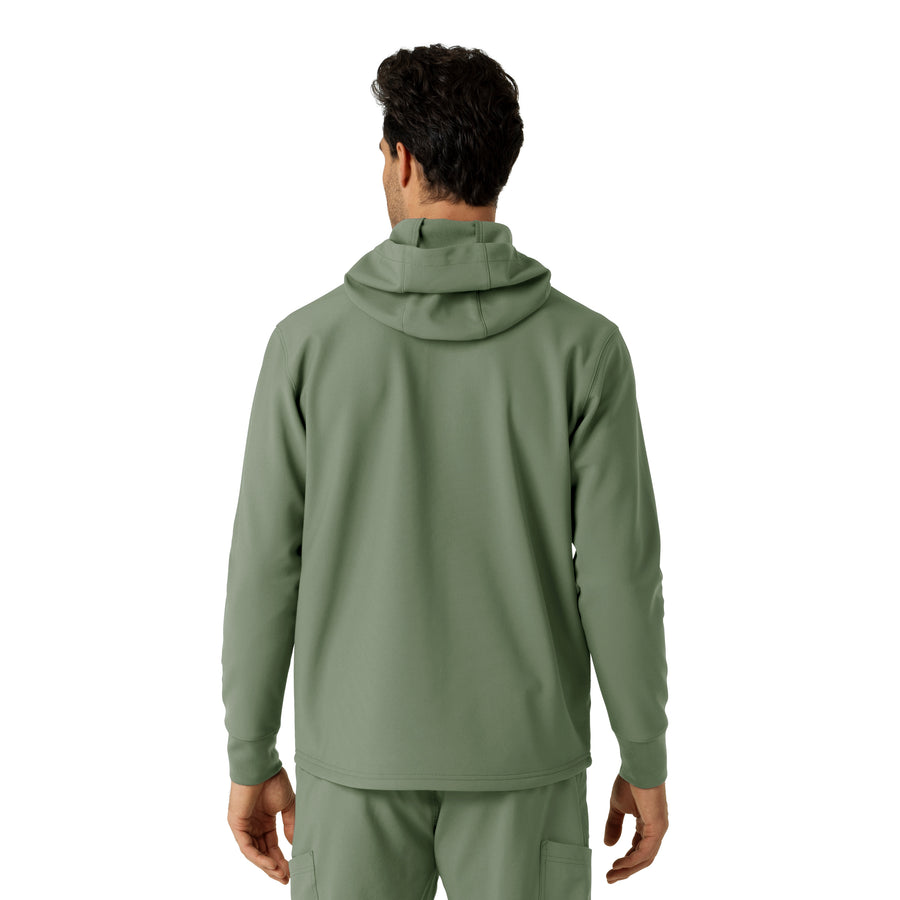 Layers Men's Bonded Fleece Hoodie Olive back view