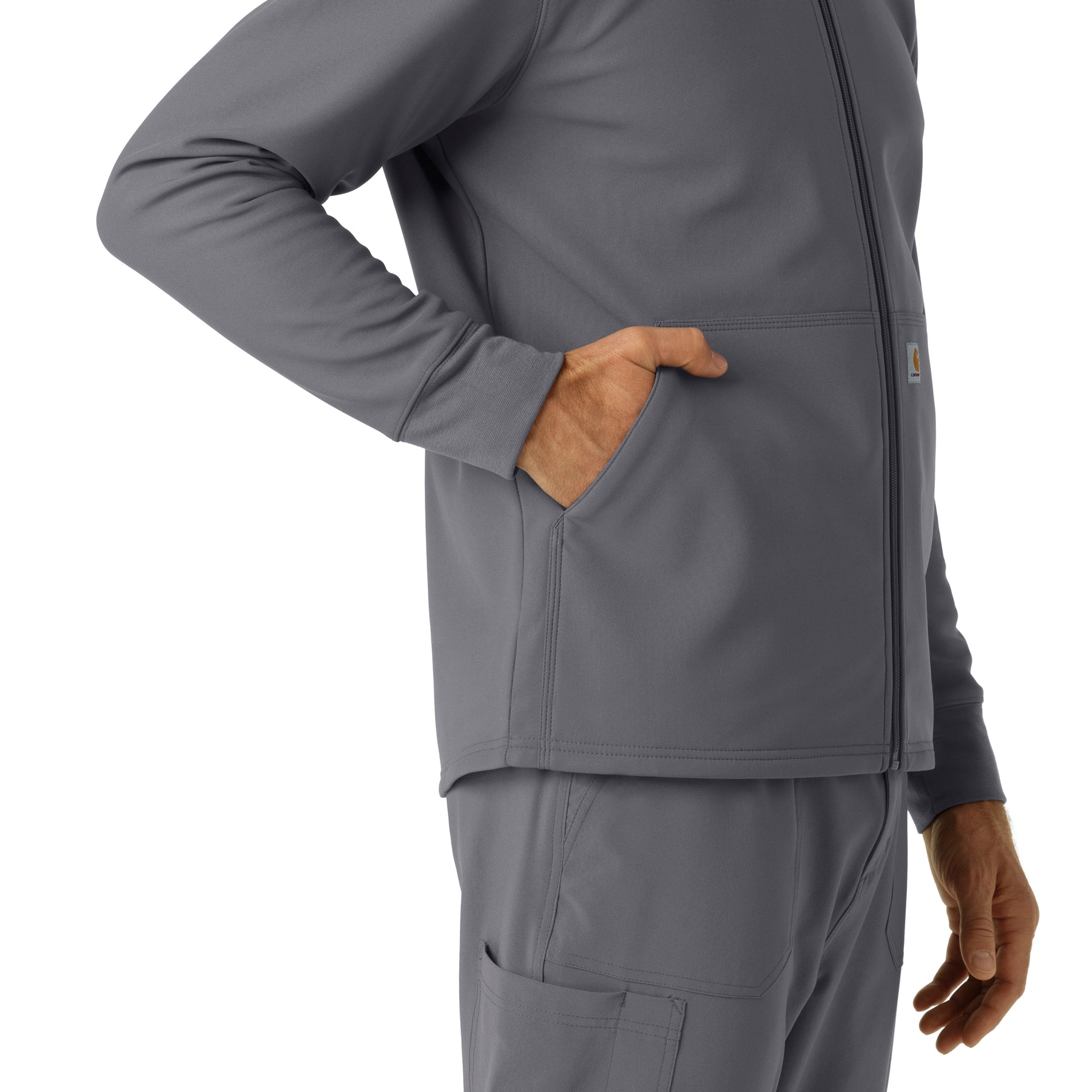 Carhartt Men's Bonded Fleece Hoodie - Pewter right pocket