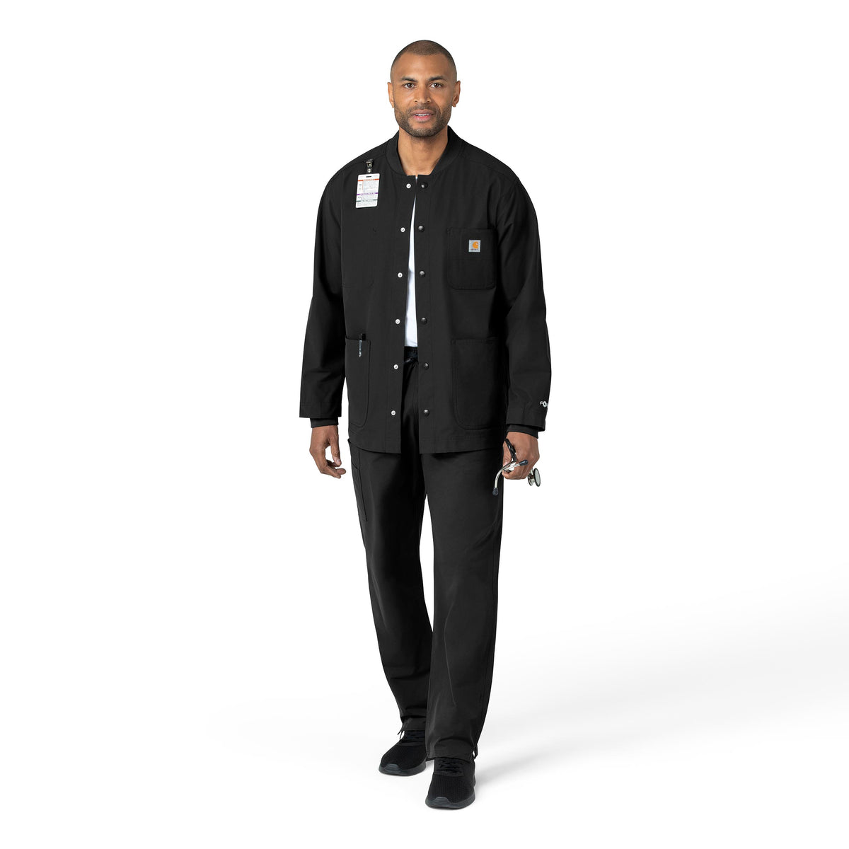 Force Essentials Unisex Chore Coat Black full scrub set