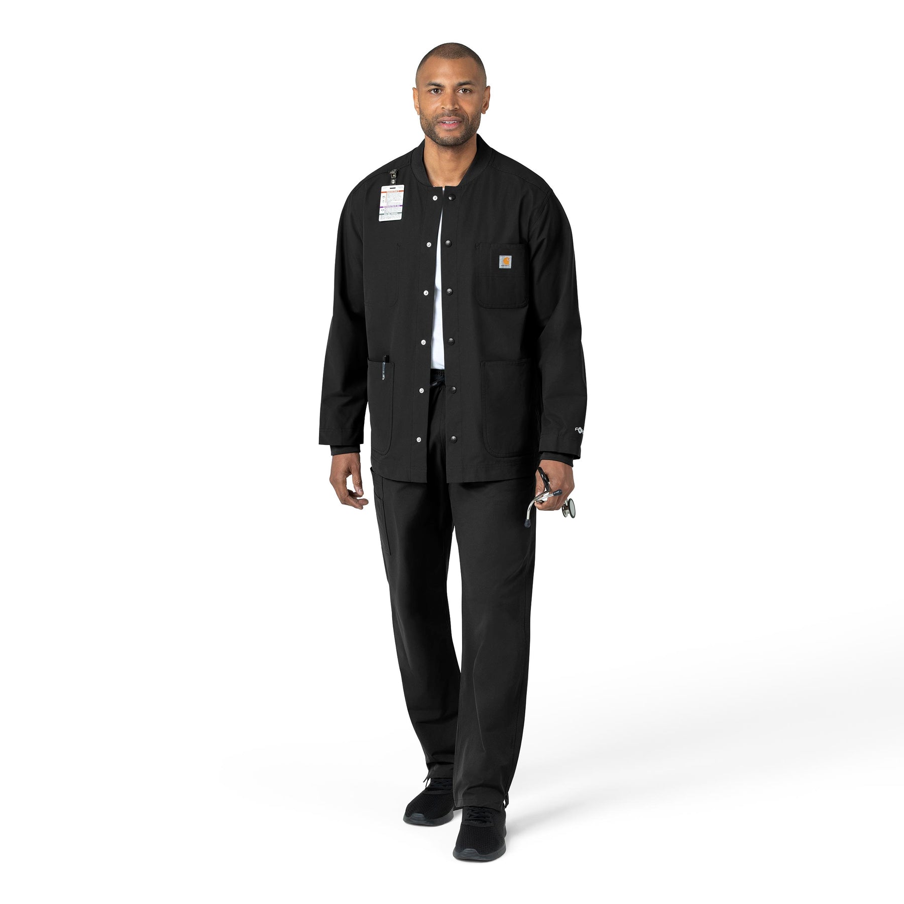 Force Essentials Unisex Chore Coat Black full scrub set