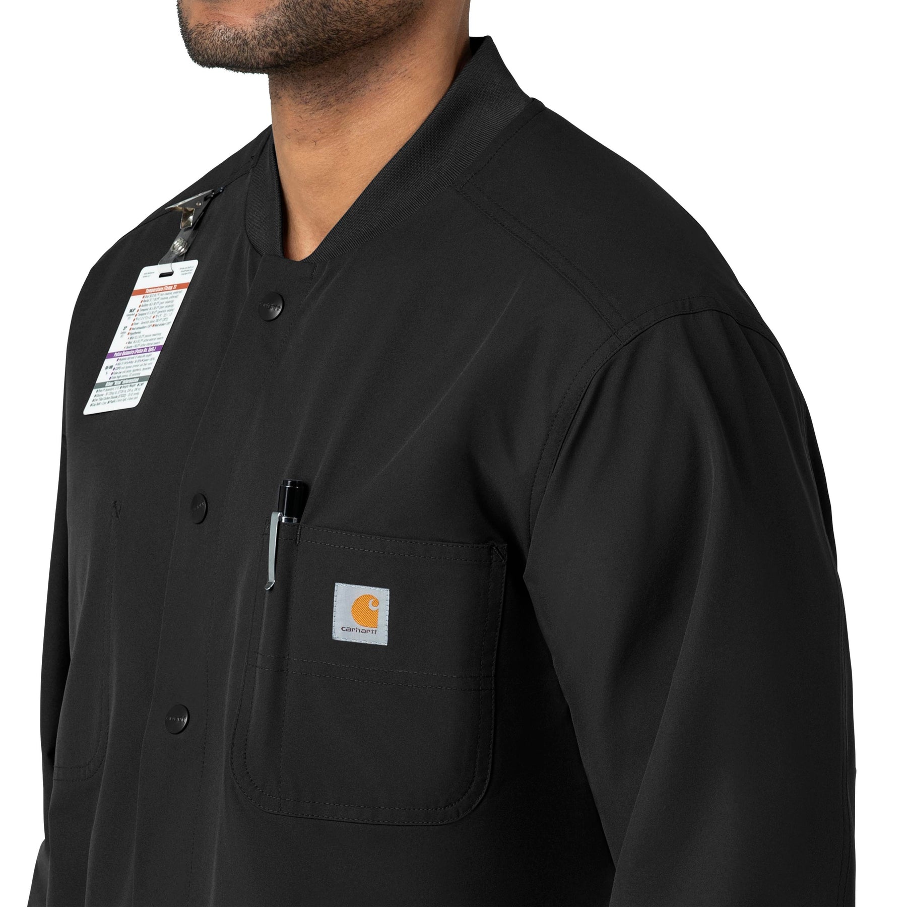 Force Essentials Unisex Chore Coat Black front detail
