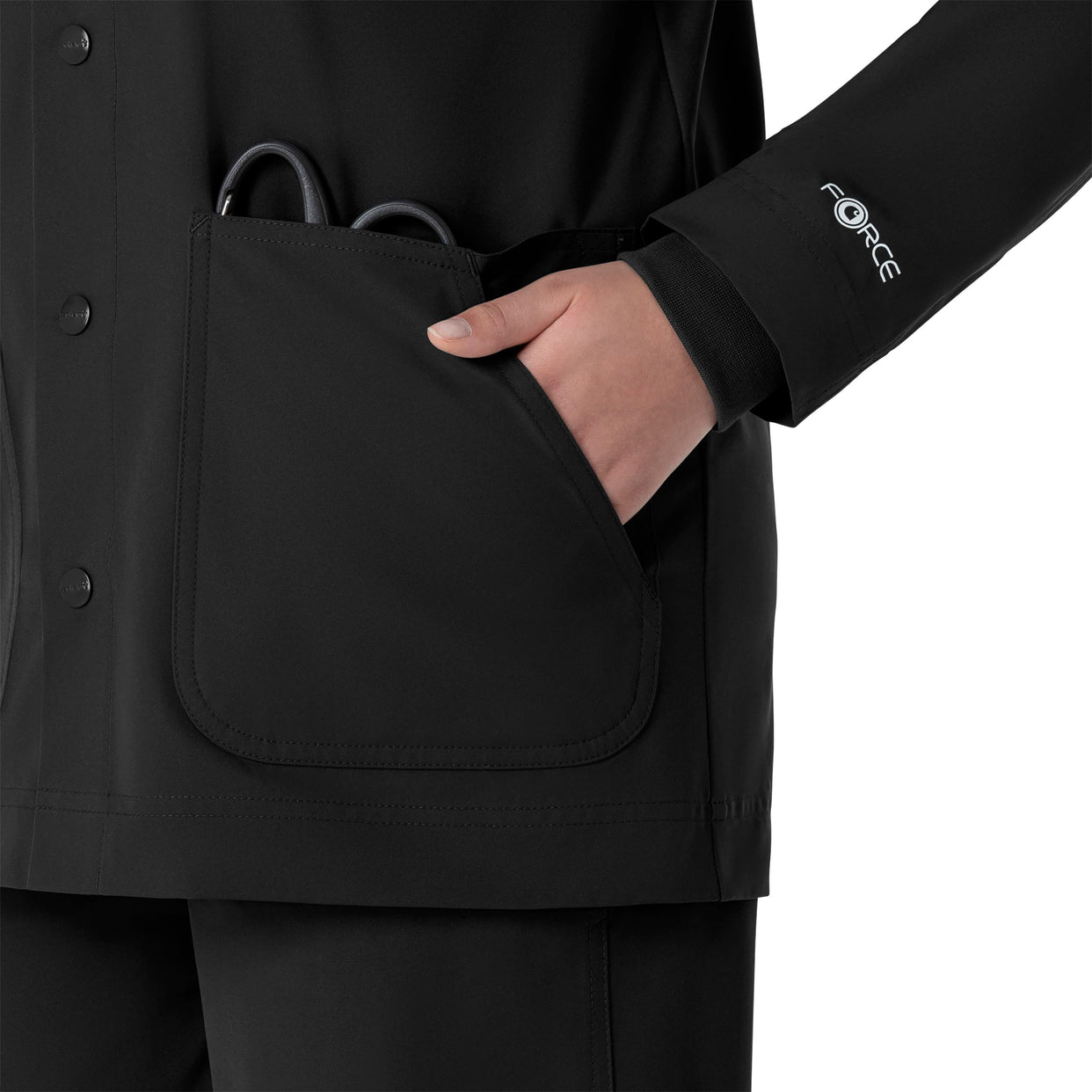 Force Essentials Unisex Chore Coat Black side detail 1