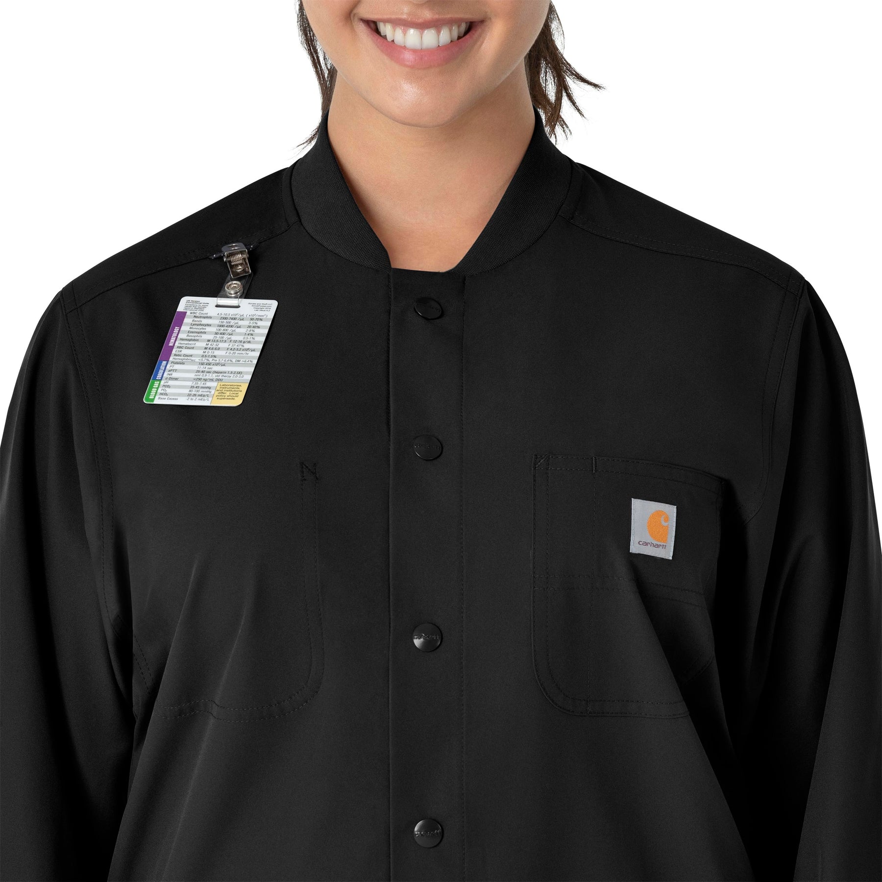Force Essentials Unisex Chore Coat Black front detail 2