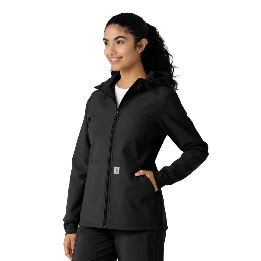 Layers Women's Bonded Fleece Hoodie Black side view