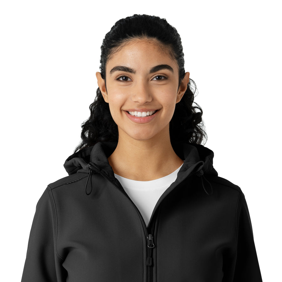 Layers Women's Bonded Fleece Hoodie Black front detail