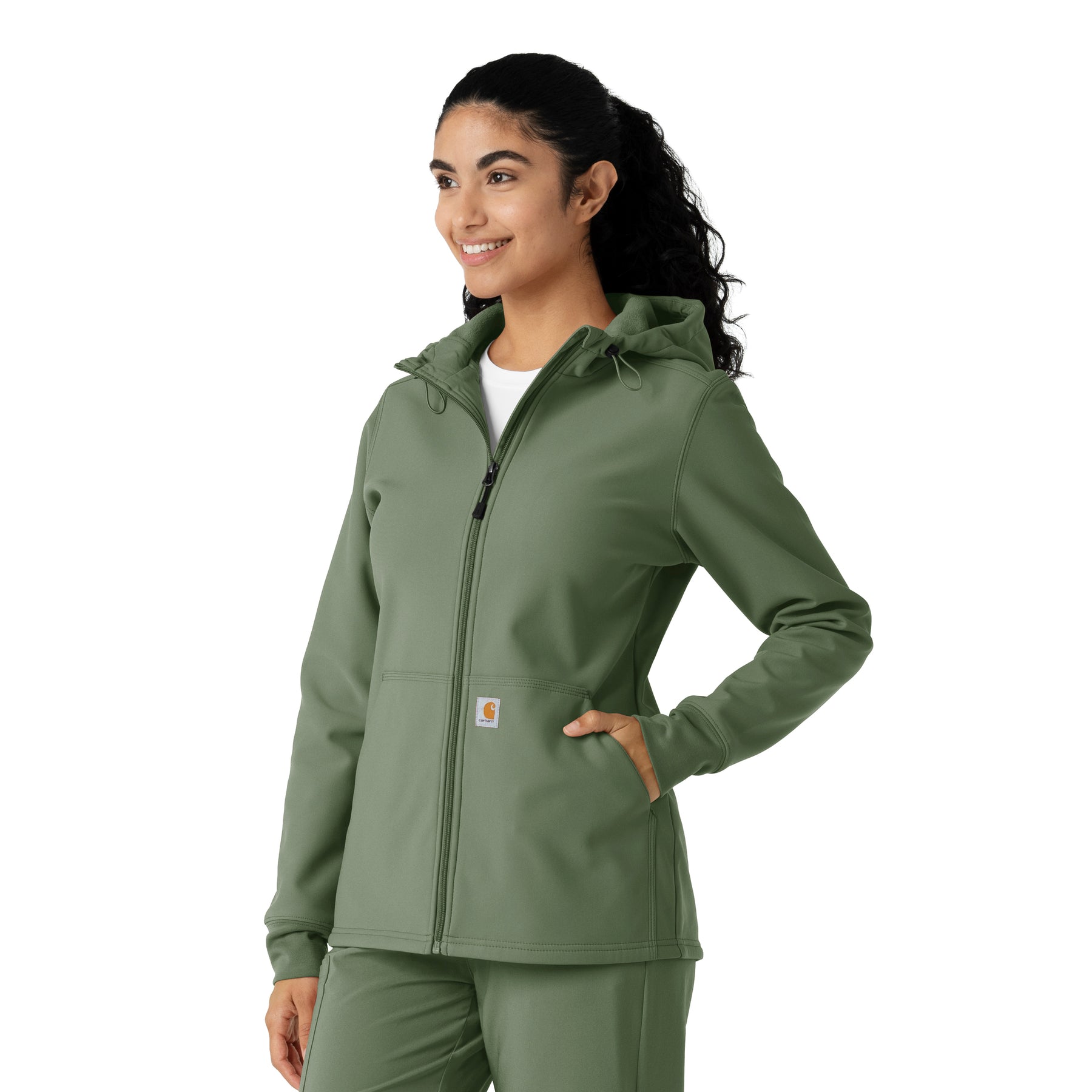 Layers Women's Bonded Fleece Hoodie Olive side view