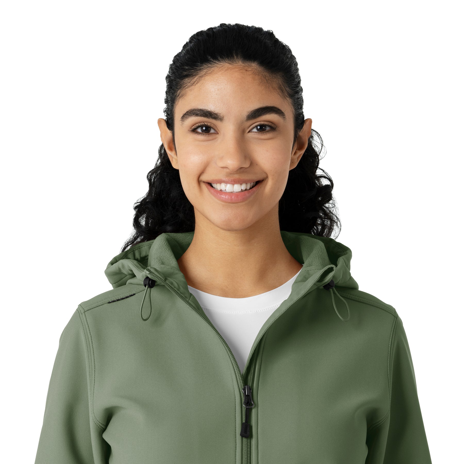 Layers Women's Bonded Fleece Hoodie Olive front detail