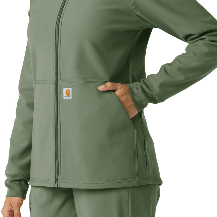Layers Women's Bonded Fleece Hoodie Olive hemline detail