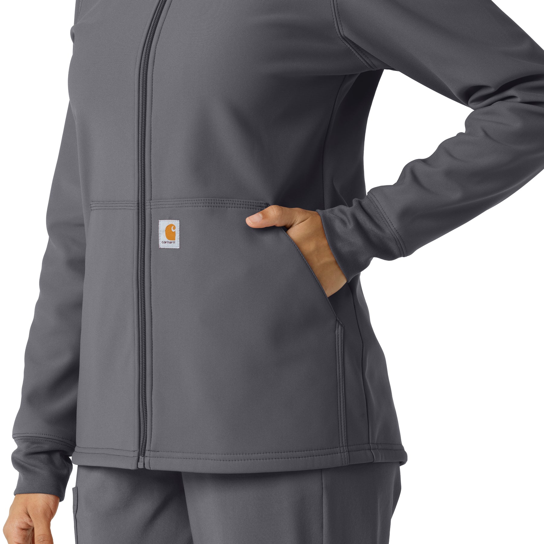 Layers Women's Bonded Fleece Hoodie Pewter hemline detail
