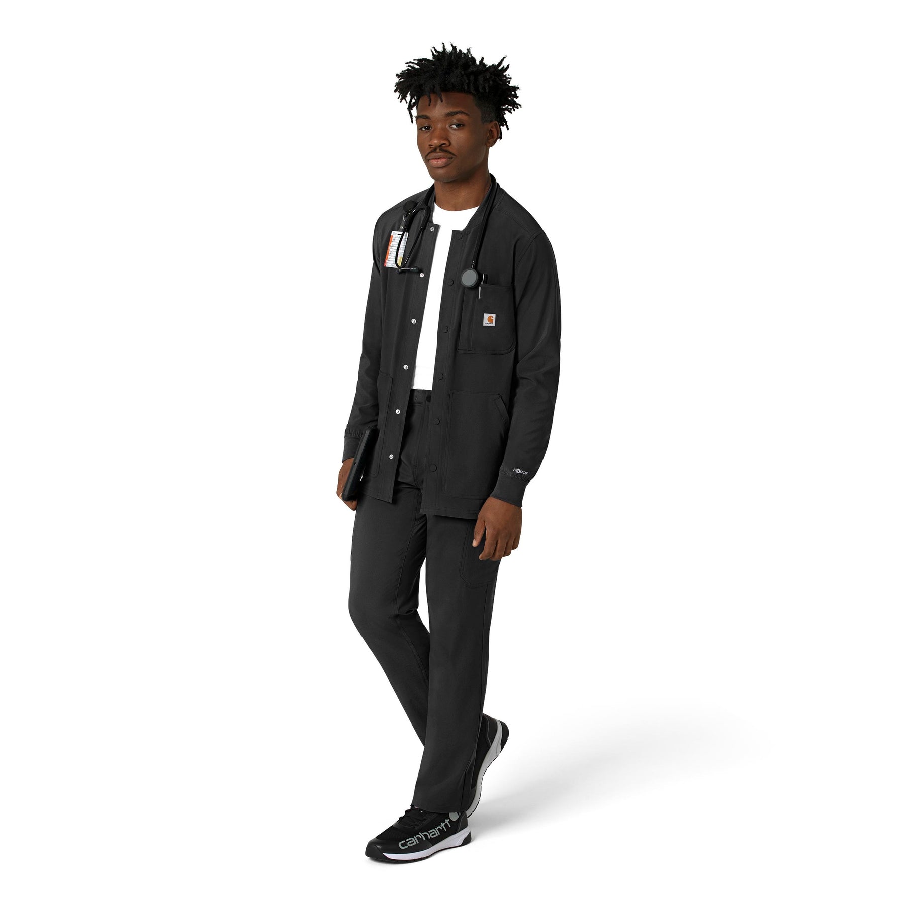 Force Cross-Flex Men's Shirt Jacket Black full scrub set