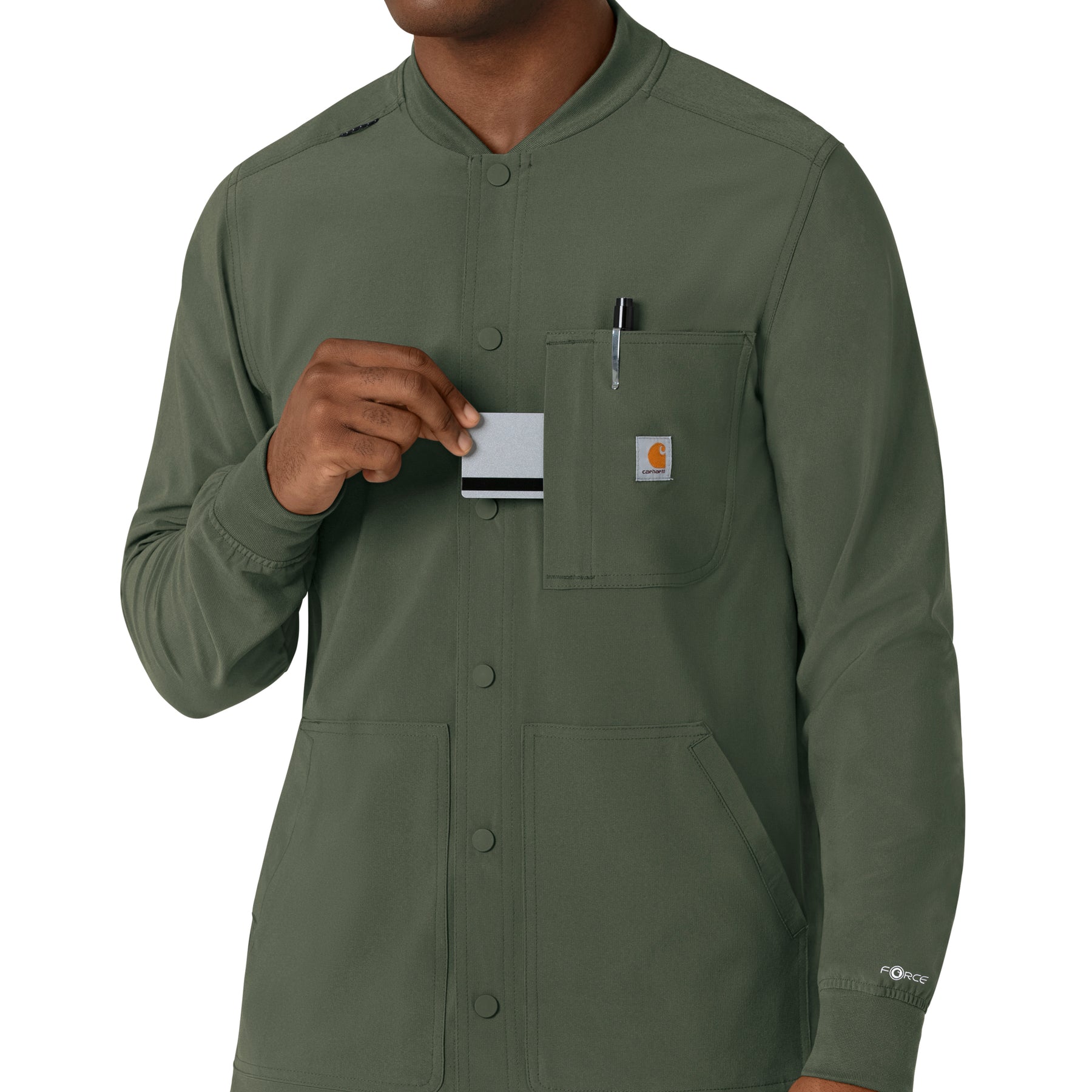 Force Cross-Flex Men's Shirt Jacket Olive hemline detail