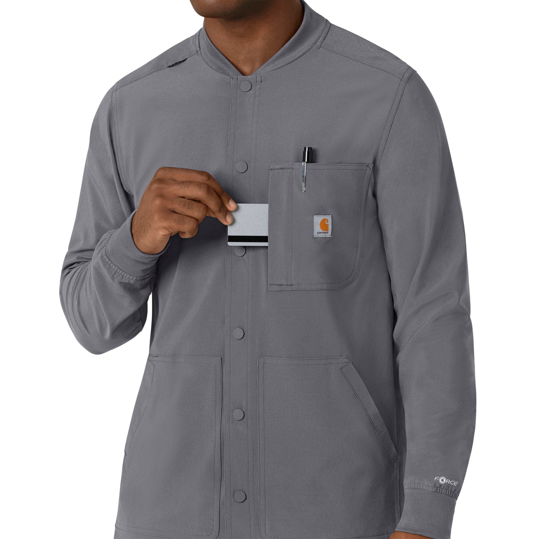 Force Cross-Flex Men's Shirt Jacket Pewter hemline detail