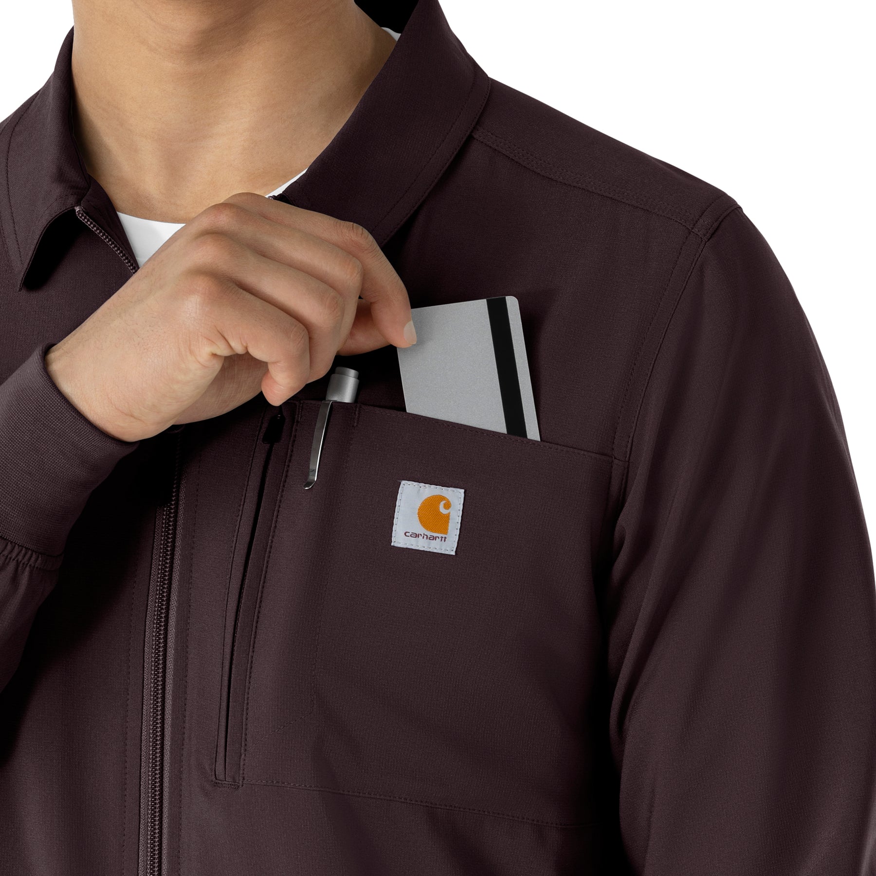 Carhartt Force Cross-Flex Men's Lightweight Scrub Jacket - Dark Sepia