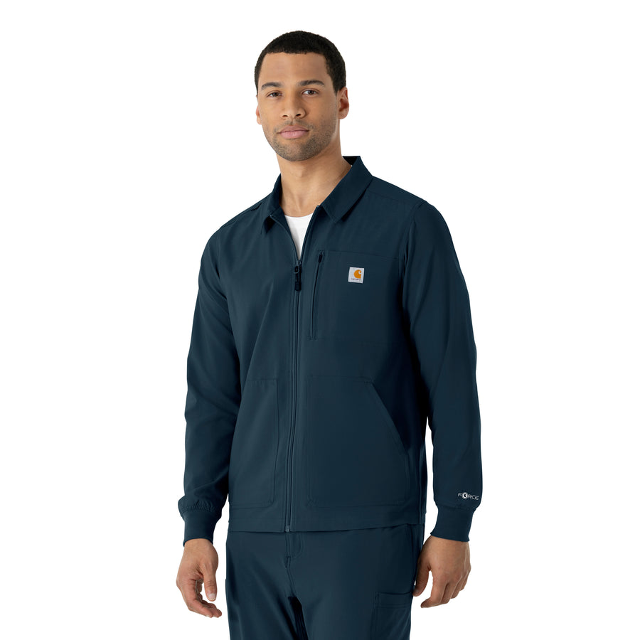 Force Cross-Flex Men's Lightweight Scrub Jacket Navy side view