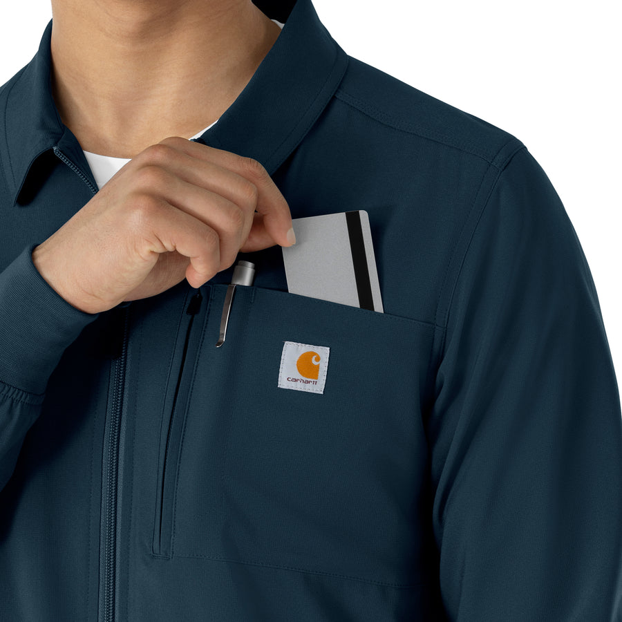 Force Cross-Flex Men's Lightweight Scrub Jacket Navy hemline detail