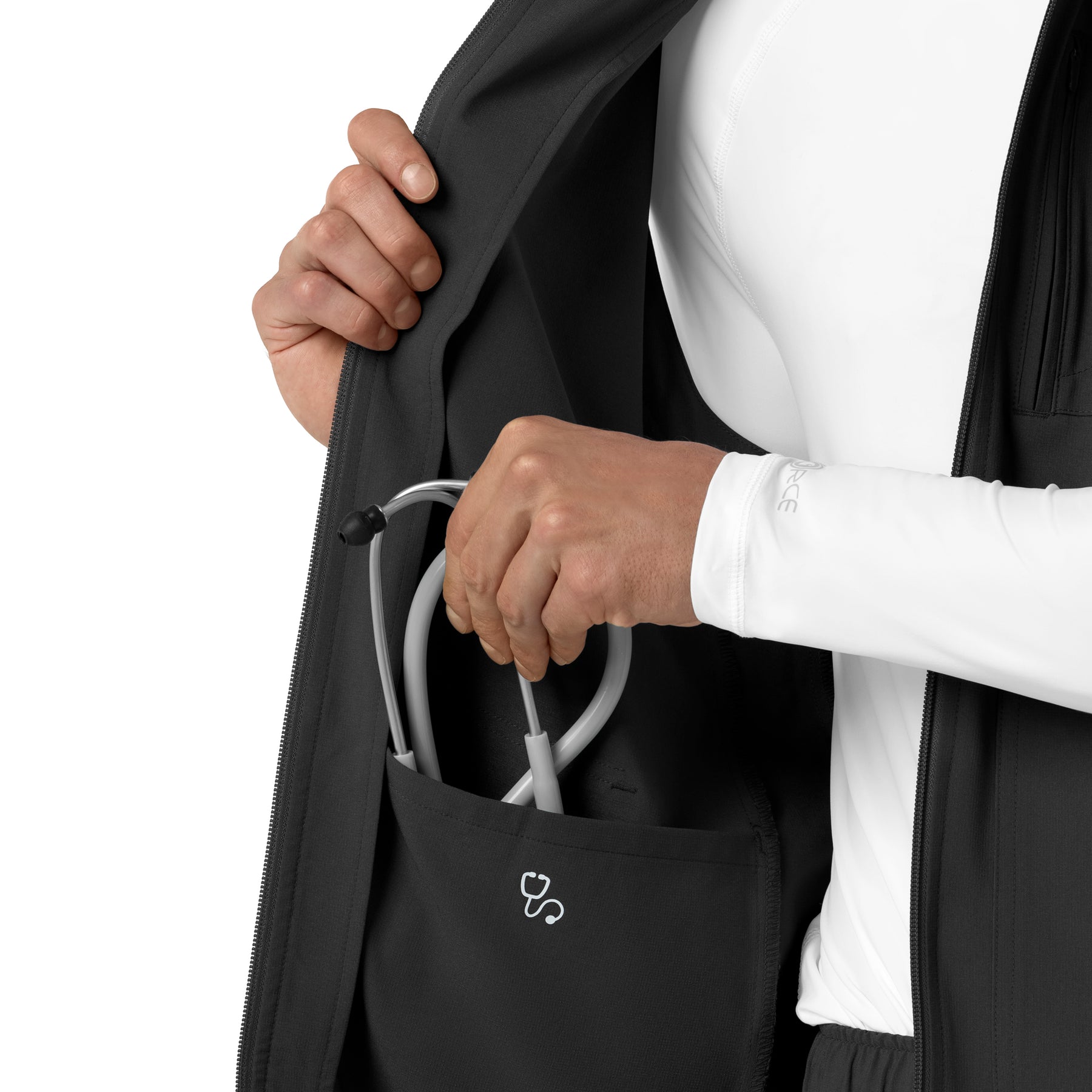 Force Cross-Flex Men's Lightweight Scrub Vest Black front detail